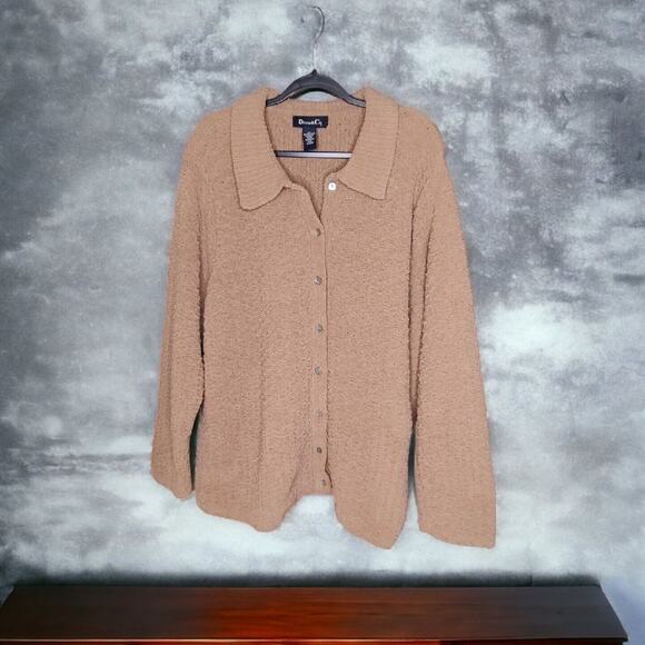 Soft Cozy Casual Daily Women's Cardigan Sweater Size 2X Denim & Co. Light Beige - Picture 1 of 8